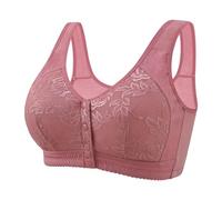 Generisch 2025 Ensemble soutien-gorge décontracté et respirant pour femme, sous-vêtements sans anneau en acier, froncé à fleurs, Rose, 42