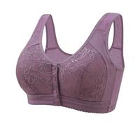 Generisch 2025 Ensemble soutien-gorge décontracté et respirant pour femme, sous-vêtements sans anneau en acier, froncé à fleurs, lilas, 50