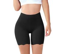 Generisch 2025 - Été Mince Glace Soie Pantalon Lumineux Vagues Guêtres Trois Points Shorts Confortables pour Femmes Leggings Taille Haute, Noir , XXL