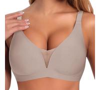 Generisch 2025 Femme Soutien-Gorge Grande Taille Col V Profond Lisse Sans Couture Mince Grande Poitrine Petit Soutien-gorge Push Up Sans Armatures Ma Commande, Rose, XL