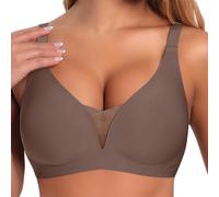 Generisch 2025 Femme Soutien-Gorge Grande Taille Col V Profond Lisse Sans Couture Mince Grande Poitrine Petit Soutien-gorge Push Up Sans Armatures Ma Commande, kaki, XL
