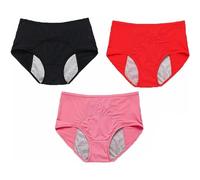Generisch 2025 Femmes 3 pièces Solid Mesh Respirant Confortable Périphérique Anti-fuite Culotte Menstruelle Taille Haute Sous-vêtements Hommes Slip Taille 10, Rose, XL