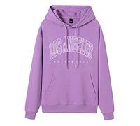 Generisch 2025 Femmes Casual Mode Lettre Imprimé Sweat à Capuche Graphique Cordon de Serrage Pull Preppy Sweatshirt Manteau Femmes Avec, lilas, XL