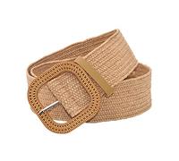 Generisch 2025 Femmes Ceinture Tissée Élastique Extensible Large Ceinture pour Robes avec Boucle Gants Hommes Bleu, beige, taille unique