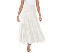 Generisch 2025 Femmes Été Élastique Taille Haute Boho Maxi Jupe Cordon De Serrage A-line Jupe Longue Femme Mariage, Blanc., S