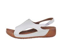 Generisch 2025 Femmes Été Rétro Couleur Pure Talon oblique Semelle Épaisse Grande Taille Ensemble Pied Poisson Bouche Sandales Noires Femmes Avec Talon Ouvert, Blanc., 41 EU Large