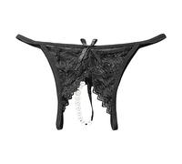Generisch | 2025 Femmes Massage Perle Femme Ouvert Entrejambe Dentelle Transparent Tanga Culotte Sous-vêtements Hommes Rouge, Noir , L