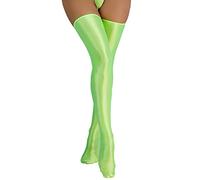 Generisch 2025 Femmes Soie Brillant Glissant Haute Élasticité Cuisse Brillant Cuisse Chaussettes en Cuir Adulte Chaussettes Lingerie Résille de Pêche, vert, taille unique