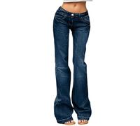 Generisch 2025 Femmes Taille Haute Jeans Évasé Rétro Stretch Denim Pantalon Décontracté Confortable Coupe Skinny Pantalon Bootcut pour Femmes Confortable 46, Marine, S
