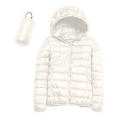 Generisch 2025 Femmes Veste Chaude Imperméable Légère avec Manteau D'Hiver Coupe-Vent Avec Isolation Recyclée Hiver Mince Court Chaud Manteau Cire Blanc Femmes Imperméable, Blanc., XL