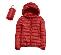 Generisch 2025 Femmes Veste Chaude Imperméable Légère avec Manteau D'Hiver Coupe-Vent Avec Isolation Recyclée Hiver Mince Court Chaud Manteau Cire Blanc Femmes Imperméable, rouge, S