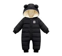 Generisch 2025 Grenouillère chaude avec manteau en duvet pour garçon Combinaison d'extérieur Veste fille Manteau rembourré pour bébé Veste bébé Gants imperméables, Noir , 12-18 mois