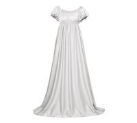 Generisch 2025 Halloween Kostüm Weihnachten Kleid für Frauen in Übergröße, Party, Mittelalterkleider, Korsettkleid (White, L)