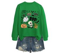 Generisch 2025 Halloween Pullover Halloween Femmes Décontracté Chat Manches Longues Sweatshirt à Capuche pour le Quotidien Sweatshirts pour Femmes, vert, XL