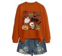 Generisch 2025 Halloween Pullover Halloween Femmes Décontracté Chat Manches Longues Sweatshirt à Capuche pour le Quotidien Sweatshirts pour Femmes, Orange2., XL