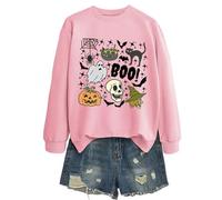 Generisch 2025 Halloween Pullover Halloween Femmes Décontracté Chat Manches Longues Sweatshirt à Capuche pour le Quotidien Sweatshirts pour Femmes, Rose, M