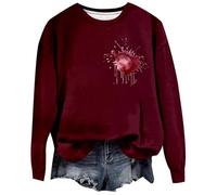 Generisch 2025 Halloween Sweatshirt Halloween Femmes Vêtements de Sport Drôle Lettre Chemise Manches Longues Halloween Pull Sweatshirt Top Bad Girl Vêtements, rouge, M