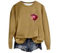 Generisch 2025 Halloween Sweatshirt Halloween Femmes Vêtements de Sport Drôle Lettre T-shirt Manches Longues Halloween Pull Sweatshirt Top Bad Girl Vêtements, kaki, M