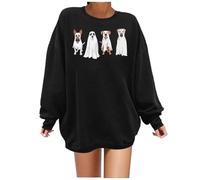 Generisch 2025 Halloween Sweatshirt Pull Sweat-Shirt avec Imprimé Halloween pour Femme | Haut Chic sans Manches pour Hiver Hawaii Hoodie, Noir , M