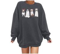 Generisch 2025 Halloween Sweatshirt Pull Sweat-Shirt avec Imprimé Halloween pour Femme | Haut Chic sans Manches pour Hiver Hawaii Hoodie, gris, M