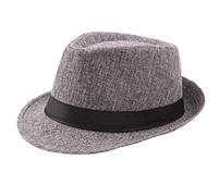 Generisch 2025 Haut Chapeau de soleil respirant Jazz Extérieur Chapeau Lin Curly Straw Chapeau Hommes Casquettes de Baseball Casquette pour Enfants Garçons, gris foncé, taille unique