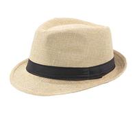 Generisch 2025 Haut Chapeau de soleil respirant Jazz Outdoor Chapeau lin Curly Straw Chapeau Hommes Casquettes de Baseball Casquette pour Enfants Garçons, beige, taille unique