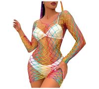 Generisch 2025 Haut en maille transparente aux couleurs de l'arc-en-ciel : robe de plage polyvalente Clubwear pour femmes Lingerie en latex pour hommes, multicolore, taille unique