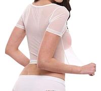 Generisch 2025 Hauts à manches simples pour femmes Matière pure Déguisements transparents de - Lingerie de passeurs sans poitrine, Blanc., XXXL