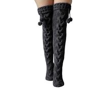 Generisch 2025 Hiver Chaussettes Chaudes Couverture Jambe Maison Genou Chaussettes Épais Laine Pantalons Jambières Mode Doux Stretch Chaussettes Ensemble Lingerie avec Bas, Noir , taille unique