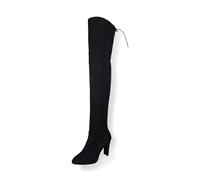 Generisch 2025 Hiver Épais avec Talons Hauts Mode Côté Fermeture éclair Bottes Femmes en Europe aux États-Unis Bottes Hautes Commerce Extérieur Bottes Cuissardes Chaussures pour Femmes Mariage, Noir