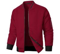 Generisch - 2025 Homme Couleur unie - Veste d'hiver à manches longues Manteau carré Plaid Zipper Cardigan Sweatshirt Double Manteau Homme, Bordeaux, 3XL