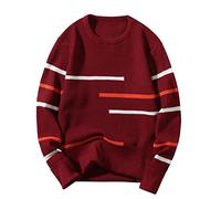 Generisch 2025 Homme - Pull d'hiver en laine avec col rond Bottes Hommes S, Bordeaux, XL