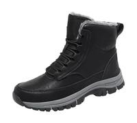 Generisch 2025 Hommes Bottes de Neige Motif Mode Simple Couleur Solide Hiver Épais Chaud Semelle Épaisse Épais Chaussures Confortables Chaussures Hommes Course, Noir , 45 EU