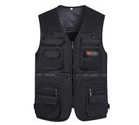 Generisch 2025 - Hommes Casual Extérieur Travail Pêche Voyage Photo Cargo Gilet Veste Poches Façons Hauts Hommes Été, Noir , 3XL