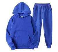 Generisch 2025 Hommes Femmes Ensembles de Sport Hiver Loisirs Pull à Capuche Couleur Unie Pantalon avec Pompons Combinaison de Sport Canada L'ensemble du Ouest, bleu, L