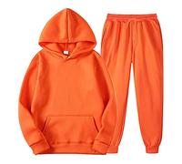 Generisch 2025 Hommes Femmes Ensembles de Sport Hiver Loisirs Pull à Capuche Couleur Unie Pantalon avec Pompons Combinaison de Sport Canada L'ensemble du Ouest, Orange, XL