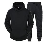 Generisch 2025 Hommes Hiver Ensemble Loisirs Couleur Unie Fermeture Éclair Pull Pantalons Sport Ensemble Patinage Artistique, Noir , M