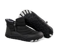 Generisch 2025 Hommes Hiver Mode Épais Chaud Bottes de Neige Fermeture éclair avec Chaussures d'extérieur en velours Argent Chaussures Hommes, Noir , 44 EU