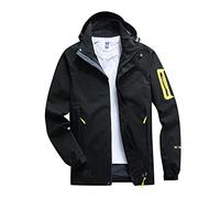 Generisch 2025 Hommes Printemps Trois en une Amovible Deux Pièces Jeunesse Extérieur Manches Longues Capuche Bloc de Couleur Veste Homme Taille L, Noir , XXL