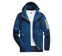 Generisch 2025 Hommes Printemps Trois en une Amovible Deux Pièces Jeunesse Extérieur Manches Longues Capuche Bloc de Couleur Veste Homme Taille L, b, 4XL
