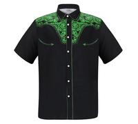 Generisch 2025 Hommes Western Denim 3D Imprimé Chemise à Manches Courtes Décontractée Chemise Floral Vêtements Hommes Chemises à Manches Courtes, vert, M