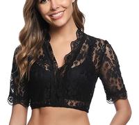 Generisch ~2025 Lingerie à armatures pour femme Gilet en dentelle élégant pour femme Chemisier Dirndl noir Chemisier en dentelle pour lingerie Oktoberfest Lingerie obsessive Kimono Rouge, Noir , XS