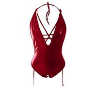 Generisch 2025 Lingerie pour Femmes Plus Size Teddy Body Lingerie Encolure en V Lacets Liés avec Tanga Ensemble S 5XL Leggings, Bordeaux, L