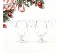 Generisch 2025 Lot de 2 beaux verres à élan, transparents, 240 ml, cadeaux pour la famille et les amis