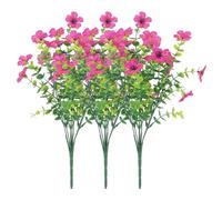 Generisch 2025 Lot de 3 fleurs artificielles en latex véritable pour mariée Bouquet de mariage Décoration de maison Fleurs artificielles en plastique extérieur Fleur en soie Décoration extérieure Pot