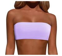 Generisch 2025 - Maillot de bain pour femme - Haut de bikini sans bretelles - Haut de bikini bandeau - Tube - Haut de maillot de bain - Chemisier - Bandoulière amovible - Strass, lilas, M