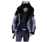Generisch 2025 Manteau américain européen pour homme Rétro Rue Plus Velours Épais Manteau à capuche Fermeture éclair Droit Veste en cuir imperméable Homme, Noir , XXL