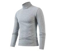 Generisch 2025 Masculin Hiver Chaud Col Montant Mode Thermo Sous-vêtements Hommes T-Shirt Basique Chemise Pull Manches Longues Top Homme, gris, M