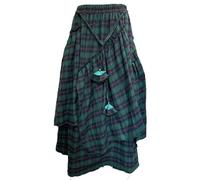 Generisch | 2025 Mode Femmes - Imprimé Plaid Frange Irrégulière Taille Jupe Poche, vert, 5XL