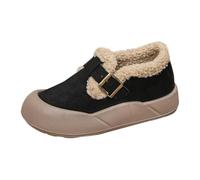 Generisch 2025 Mode Hiver Femmes Bottines Semelle Épaisse Talon Mid Slip On Short Chaud Solide Style Décontracté Femmes Chaussures Été avec Talon Noir, Noir , 43 EU
